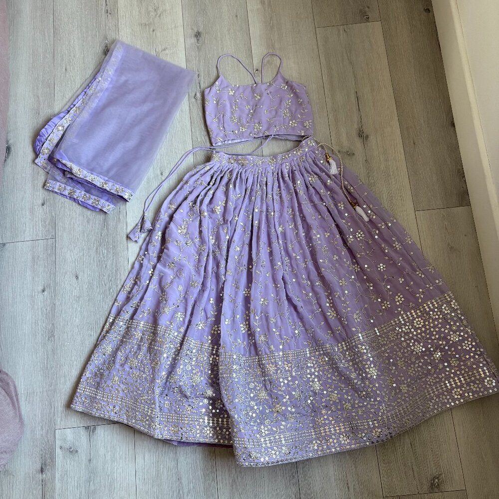 Lavender Embellished Lehenga Set - Women Dresses Wedding